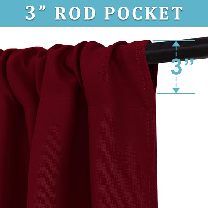 RYB HOME Curtains for Bedroom 72 inches Long, W 34 x L 72, Burgundy Red - Image 4