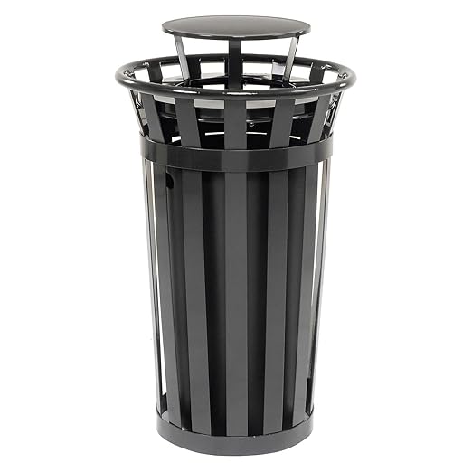 Global Industrial 24 Gallon Heavy-Duty Outdoor Metal Slatted Round Trash by GlobalIndustrial