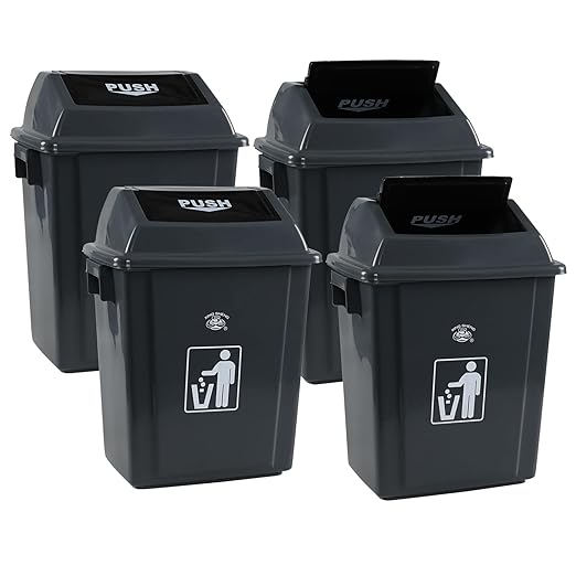 Kiddream 4 Packs 5 Gallons Swing Lid Garbage Can, Plastic Trash Can by Kiddream