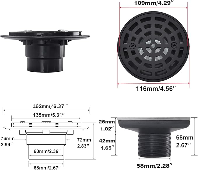 RANDOM Round Shower Drain Kit Matte Black - Image 2