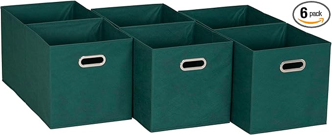 Household Essentials 6 ct Open Fabric Cube Storage Bins, Forest Green by HouseholdEssentials