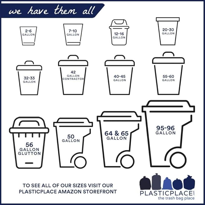 Plasticplace - W14LDB 12-16 Gallon Trash Bags │ 1.2 Mil │ Black Garbage Can - Image 2