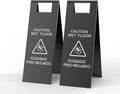 2 Pcs Wet Floor Sign, 24 Inch Black Stainless Steel Caution Wet Floor Sign by CrazyAnt