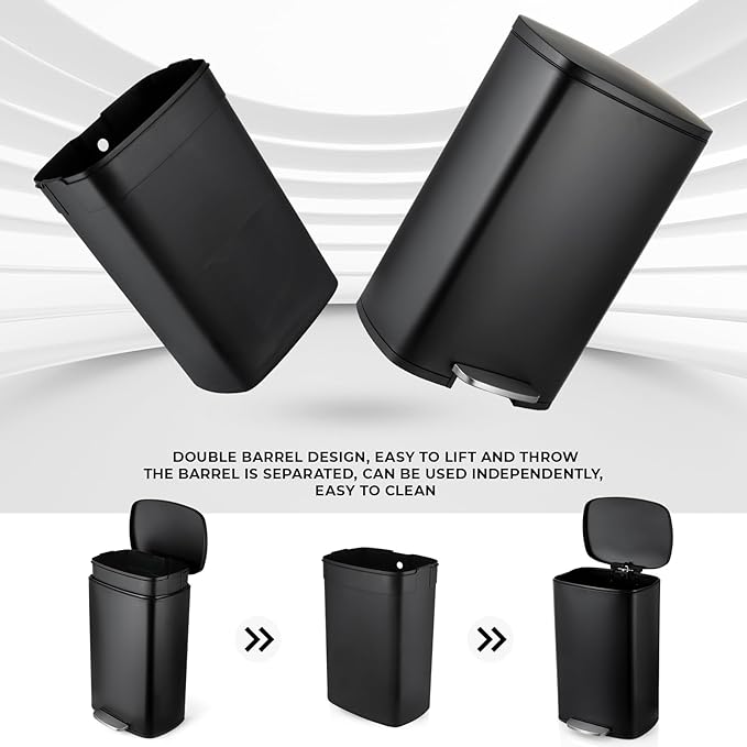 8 Gal Kitchen Trash Can, 30L Recycling or Garbage Bin, Brushed Stainless Steel - Image 5