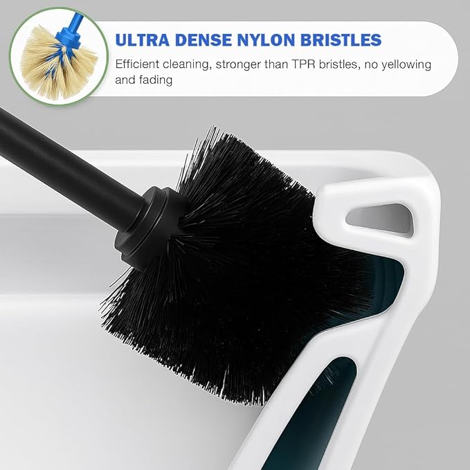 Black Toilet Brush and Holder Set, 304 Stainless Steel Heavy Duty Toilet Bowl - Image 8