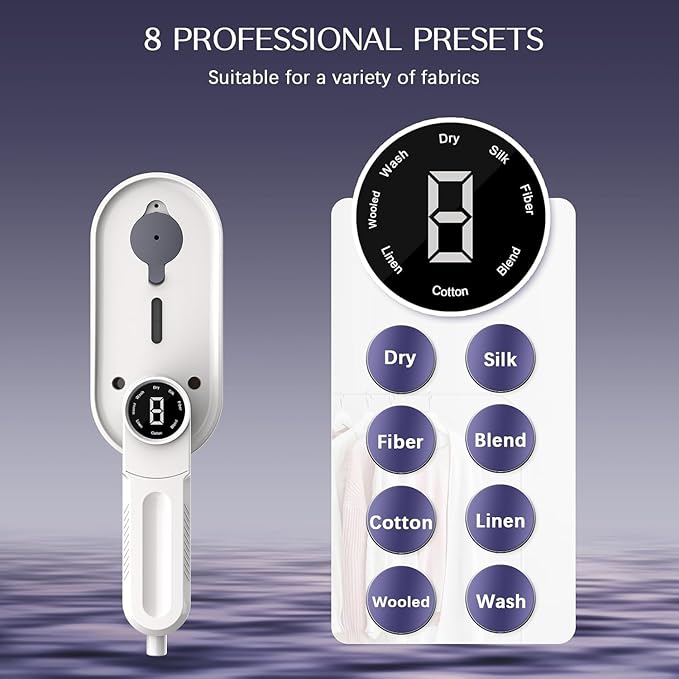 Travel Steamer for Clothes Portable Mini, 8 Steam & Iron Modes Iron Steamer - Image 2