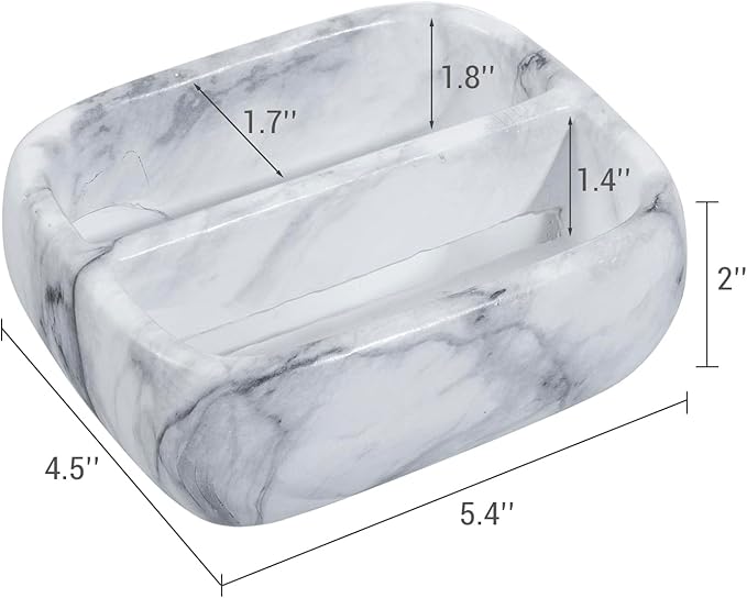 MyGift 5.4 Inch Deluxe Modern White Marble Pattern Resin Double Sponge Holder - Image 5