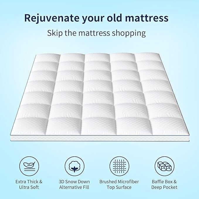 Mattress Topper Twin XL Mattress Pad Cover Mattress Protector - Image 3