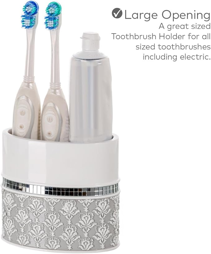 Creative Scents Mirror Damask Toothbrush Holder - Image 3