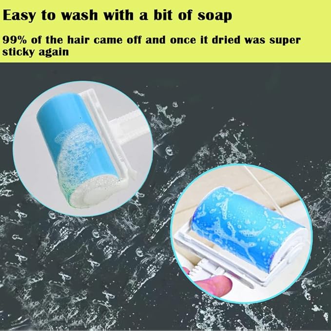 Washable Reusable Lint Roller 3 Pack, Portable Travel Sticky Dog Cat Hair - Image 2