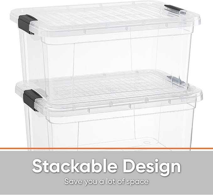 Superio Storage Bins with Lids- 2 Pack, 6.6 Qt Clear Boxes - Image 3