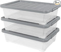 Readsky 3 Packs Large Clear Wheeled Latching Box, 40 L Plastic Underbed Storage by Readsky