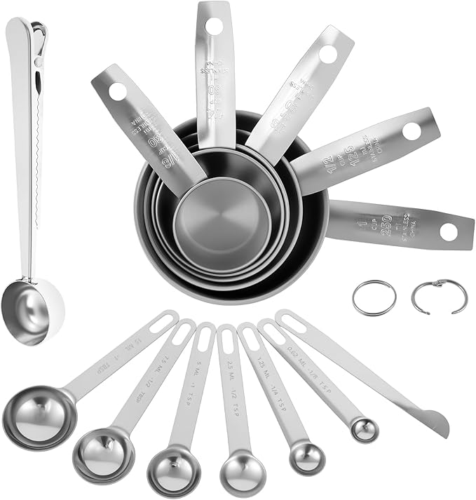 13PCS Measuring Cups and Spoons Set Stainless Steel Measuring Spoons and Cups - Image 3