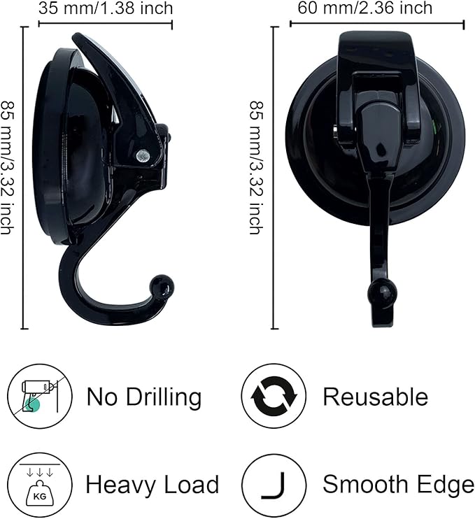 Heavy Duty Suction Cup Hooks for Shower, Bathroom Robe, Garland Decoration - Image 5