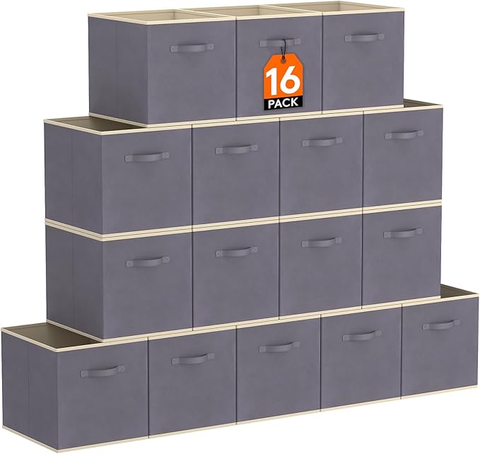 Lifewit 16 Packs Storage Cubes, 11 Inch Cube Storage Bins, Foldable Decorative by Lifewit