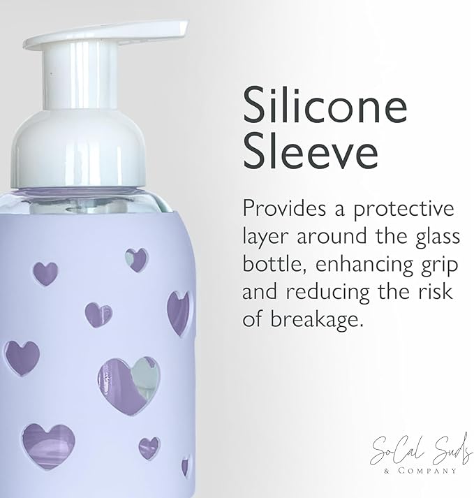 SoCal Suds & Company Glass Foaming Hand Soap Dispenser, Heart Silicone Sleeve - Image 5