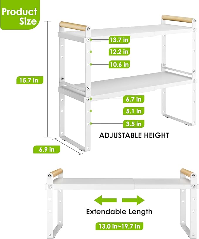 DOLALIKE Expandable kitchen Countertop Organizer, Stackable Cabinet Shelf - Image 2