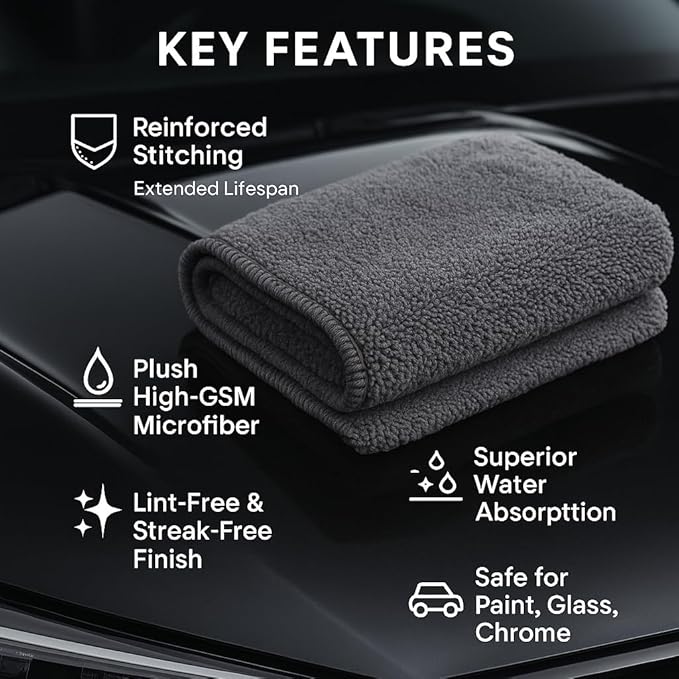 6 Pack Reusable Pak Details Micro Fiber Towels Car Detailing | 16x16 - Image 3