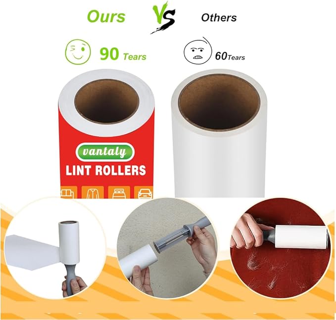 Pet Hair Lint Rollers, 3 Pack, 90 Sheets Each– Reusable Sticky Roller - Image 6