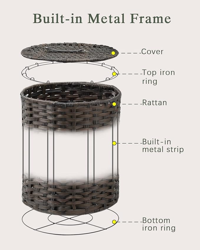 Laundry Hamper with Lid Wicker Laundry Hamper Round 26.5 Gal Laundry Basket - Image 8