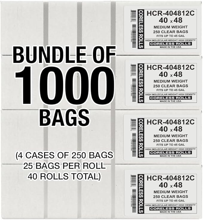 Aluf Plastics High Density Trash Bags, 45 Gallon, 12 Micron, - Image 2