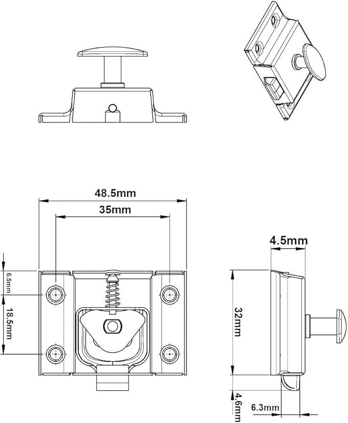 QCAA Oval Turn Cabinet Latch, for Cupboard & Other Furniture, Brass Plated - Image 2