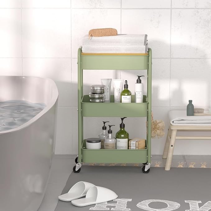 3 Tier Metal Utility Cart, Rolling Storage Cart - Image 7