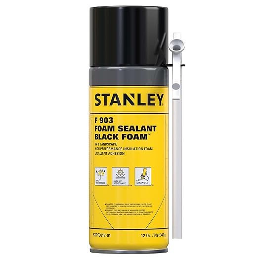Stanley F903 Black Spray Foam Sealant – Waterproof Expanding Polyurethane Foam by STANLEY