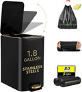 Small Bathroom Trash Can with Lid Soft Close, 1.8 Gallon Stainless Steel by BetterbathroomwithXLHOME
