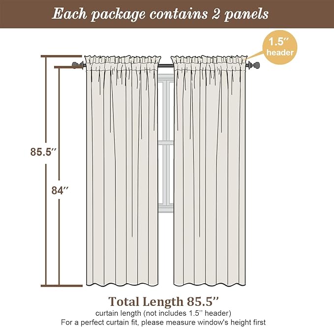 Chyhomenyc Burnt Orange Sheer Curtains 84 Inch Length 2 Panels, Light Filtering - Image 2