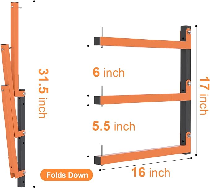 2 Pack Lumber Storage Rack, Wall Mount Wood Storage Racks, Heavy Duty 3-Level - Image 2