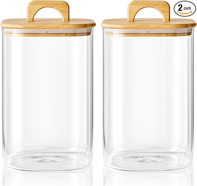 Sweejar 4 qt Large Jars with Bamboo Lids, 1 Gallon Glass Candy Jar with Lid by Sweejarco1949