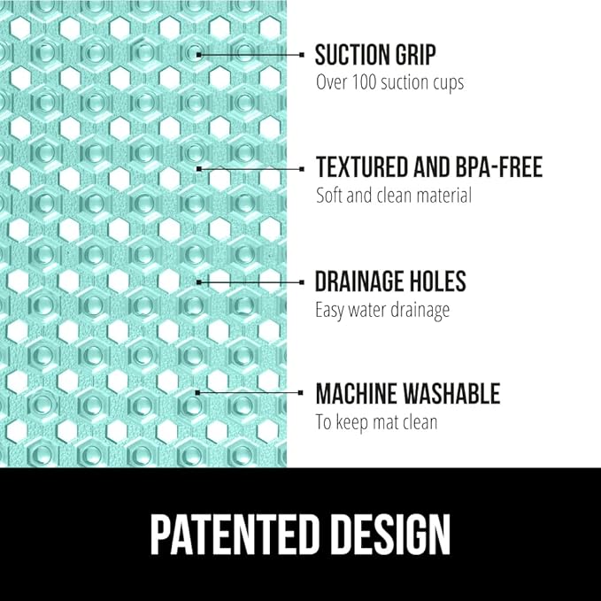 GORILLA GRIP Patented Square Shower Stall Mat, Small Bathtub Floor Mats - Image 2