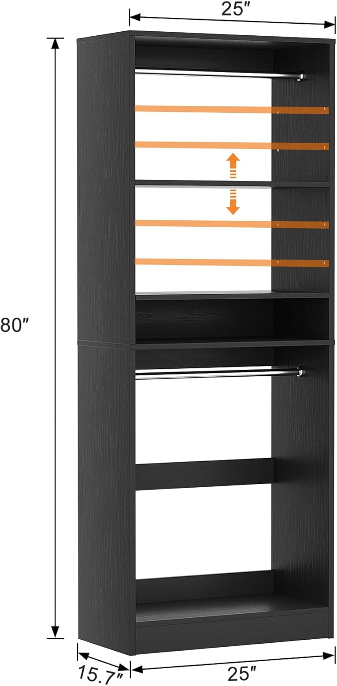 Unikito Freestanding Closet System, 25” Closet Organizer Wardrobe - Image 7