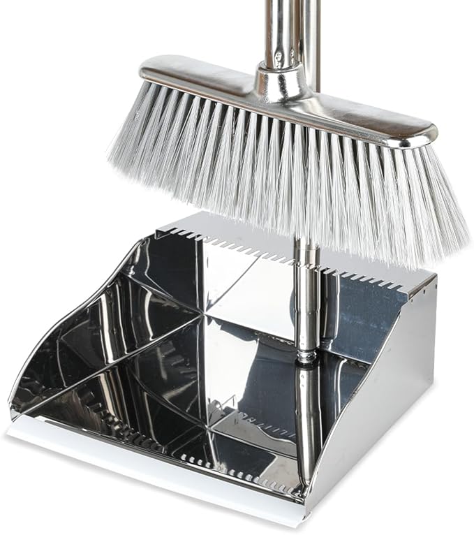 Broom and Dustpan Set, Soft Bristles Indoor Kitchen Broom by throw