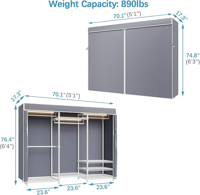 VIPEK V5LC Garment Rack Heavy Duty Covered Clothes Rack - Image 6