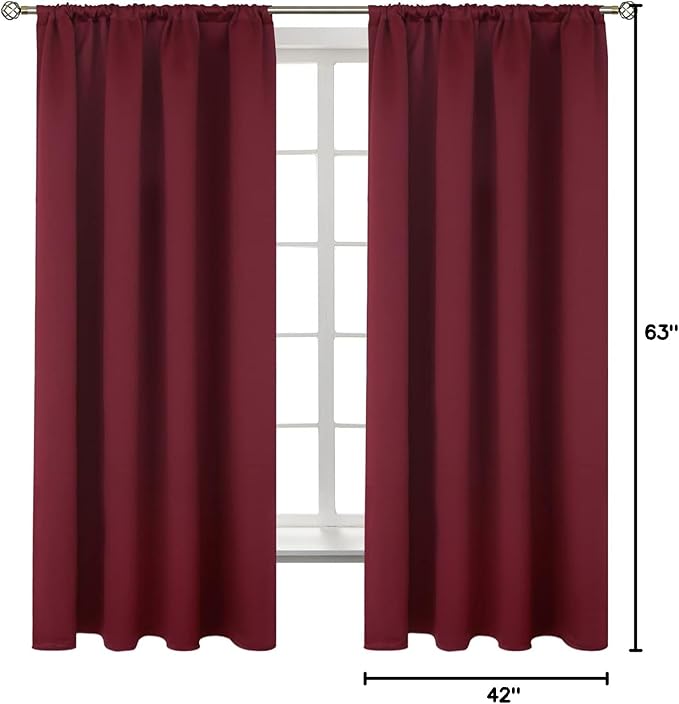 BGment Burgundy Blackout Curtains 63 Inch Length - Image 7
