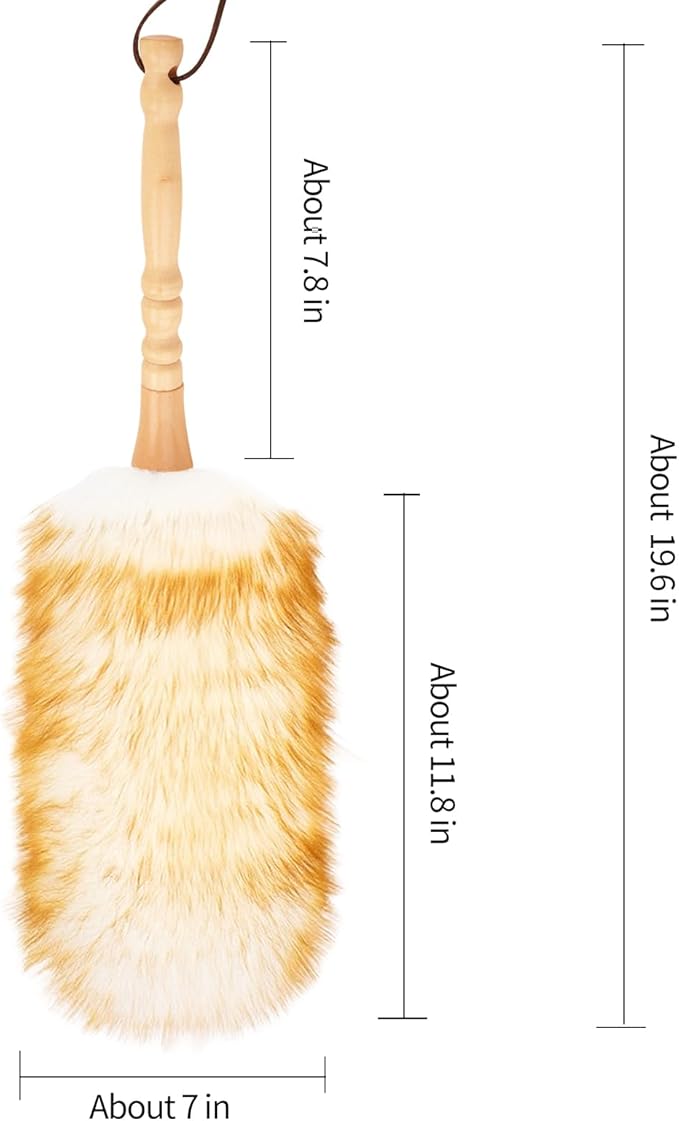 Lambswool Duster with Solid Wooden Handle, Leather Hang Strap, Comfortable - Image 2