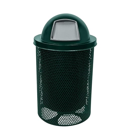 COATEDOUTDOORFURNITURE RDT-P-DGRN Heavy Duty Round Trash Receptacle by CoatedOutdoorFurniture