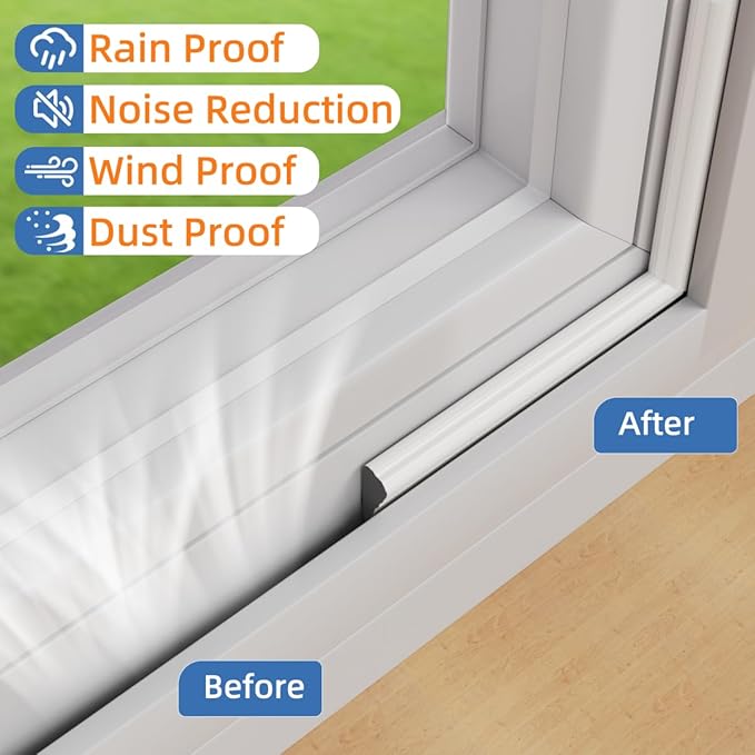 Wedge-Shape Window Weather Stripping Door Frame Seal Strip 118” White, Upgrade - Image 6