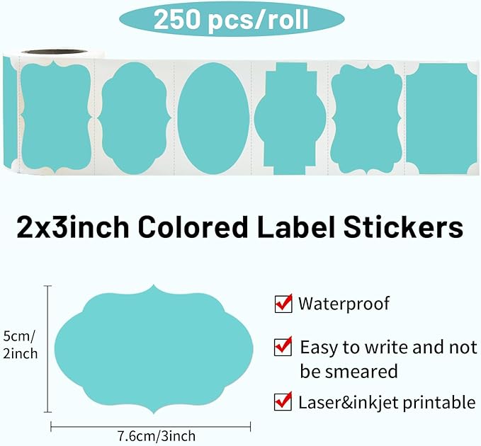 Blue Labels - 250 PCS 3" x 2" Fancy Shape Stickers - Image 2