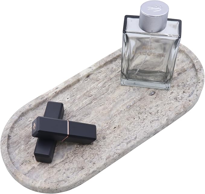 Natural Marble Tray, Oval Vanity Decorative Tray by Kesoniku