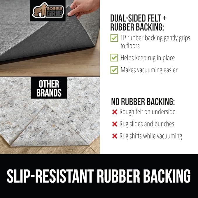 GORILLA GRIP Felt and Natural Rubber Stay in Place Slip Resistant Rug Pad - Image 3