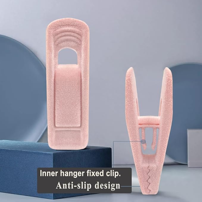 Light Pink Velvet Hangers, Non-Slip Strong Hanger Clips - Image 4