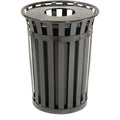 Global Industrial 36 Gallon Outdoor Slatted Steel Round Trash Can by GlobalIndustrial