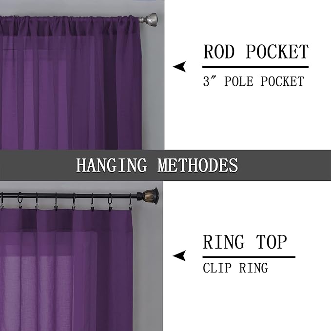 Tollpiz Short Sheer Curtains Living Room Linen Textured Curtain Sheers Light - Image 5