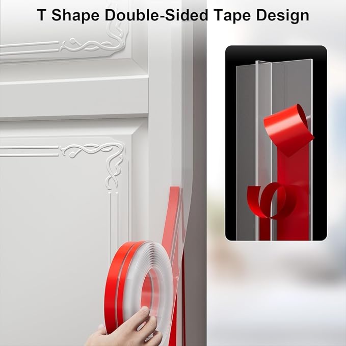 T-Shaped Door Draft Stopper, 1.97 in x 40 Ft Silicone Seal Strip - Image 3
