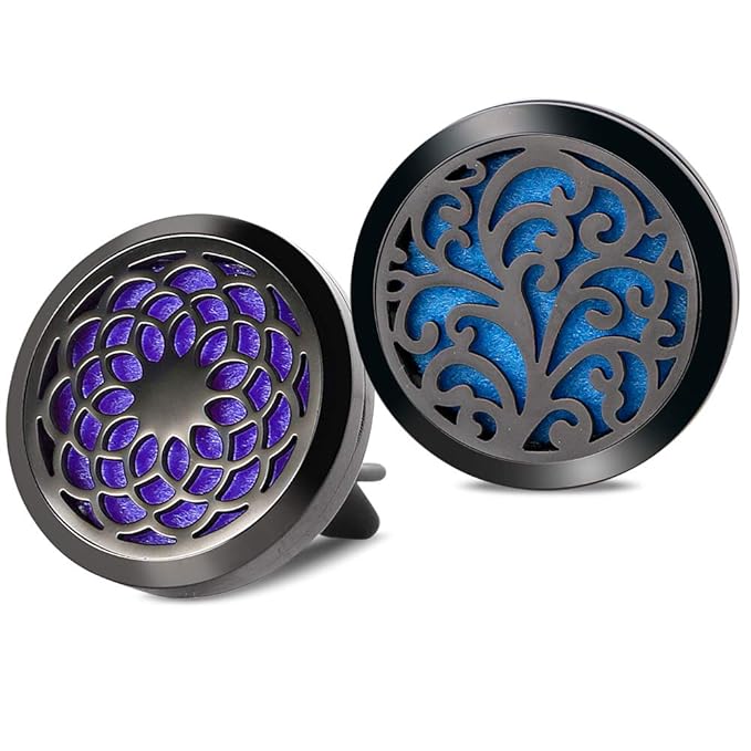 2PCS 30mm Car Aromatherapy Essential Oil Diffuser Stainless Steel Black Locket - Image 6