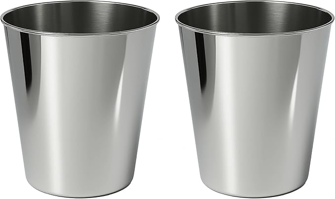 happimess HPM1113D-SET2 Nolan Modern Classic Smooth Steel 2 Gal Waste Bin by Happimess