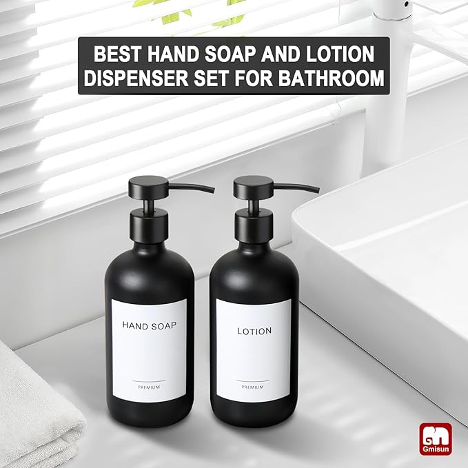 GMISUN Black Soap Dispenser, 2 Pack Matte Black Hand Soap Dispensers - Image 5